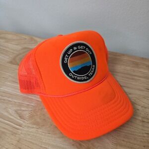 Outside Texas Orange Get Up & Get Out Trucker Hat 2020s Austin Texas Cap Outdoor